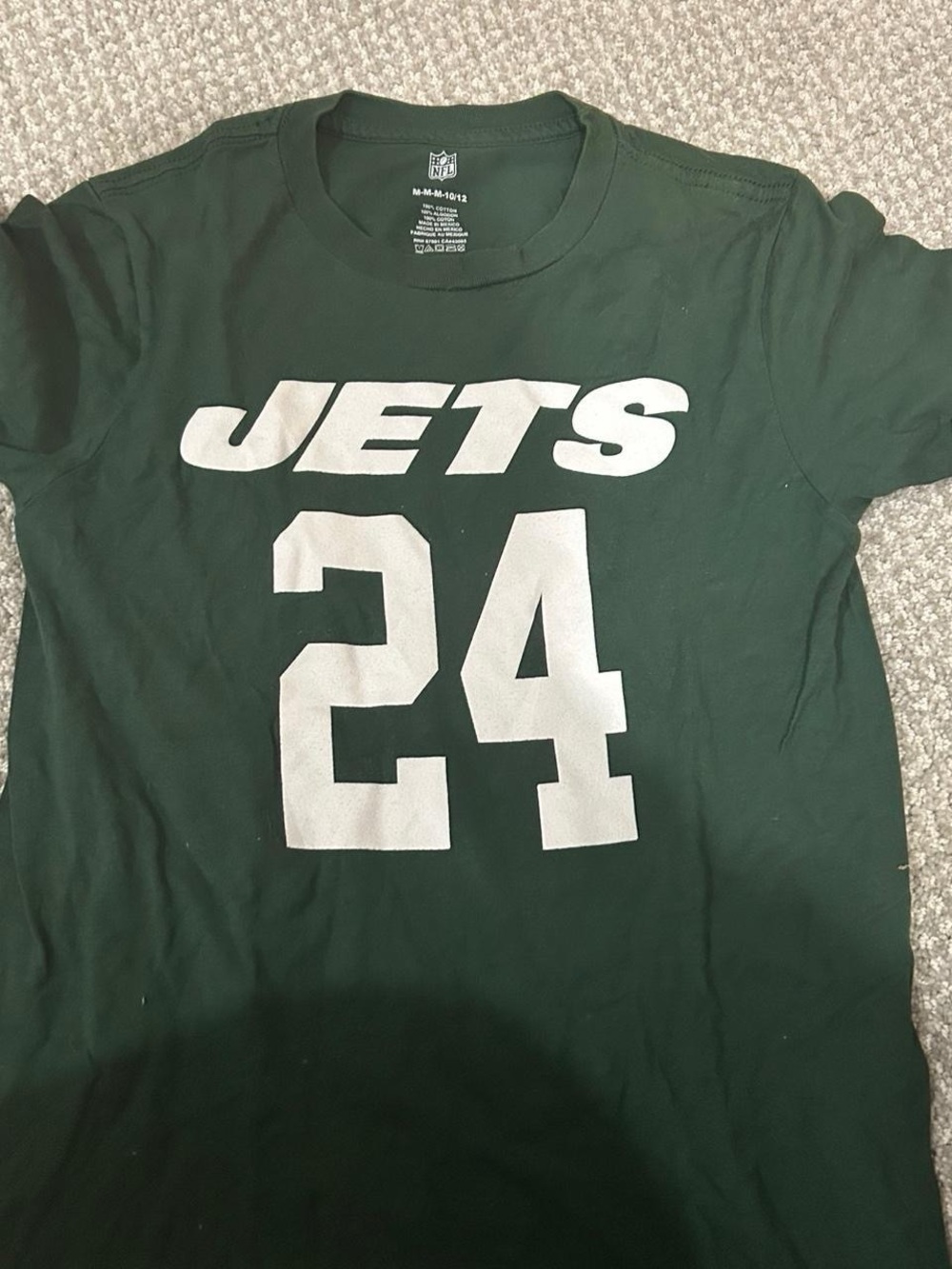 NFL Green Kids Tee with White JETS 24 Graphic